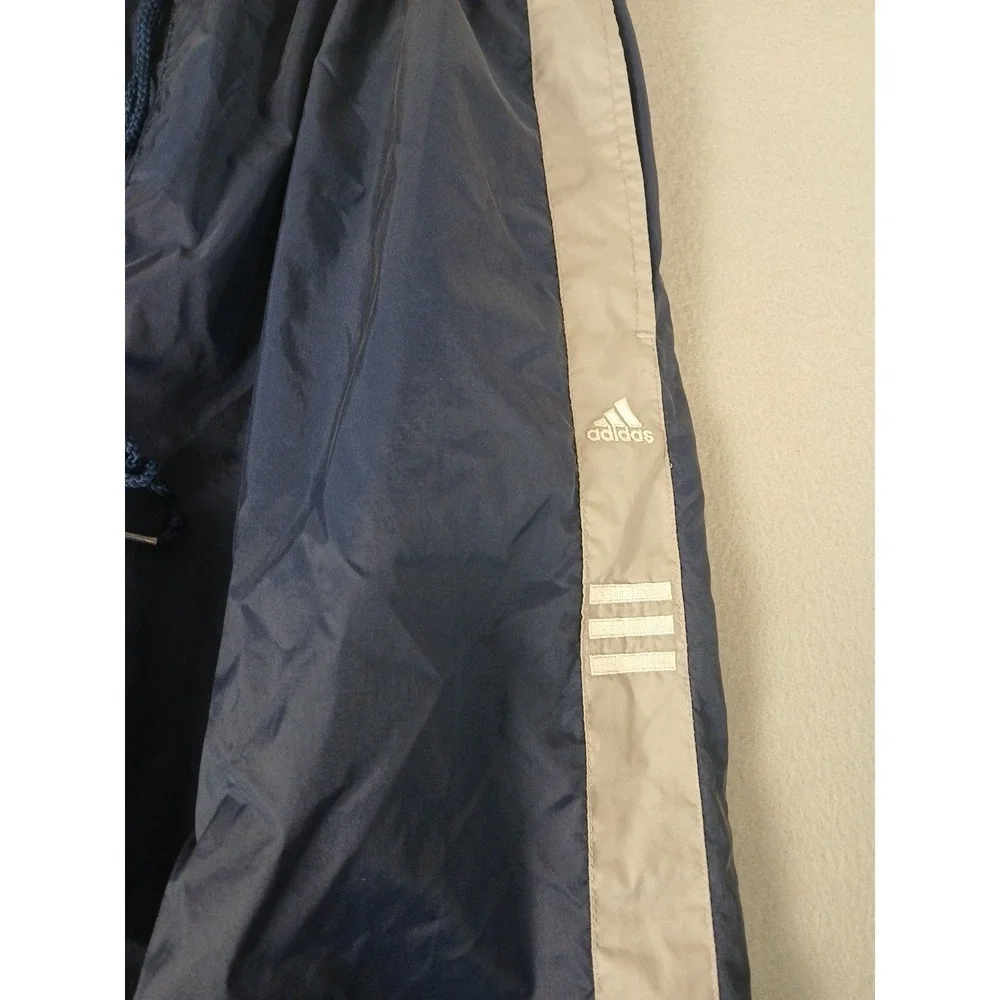 Vintage 90s Adidas Fleece Lined Track Pants Size Large Navy/White Ankle Zip!!